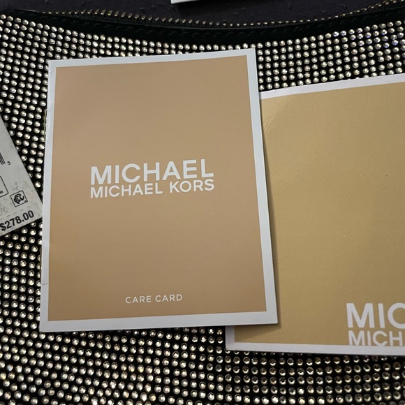 Michael Kors Kendall Sm bracelet pouchette leather gold NWTs black rhinestones - Picture 8 of 9